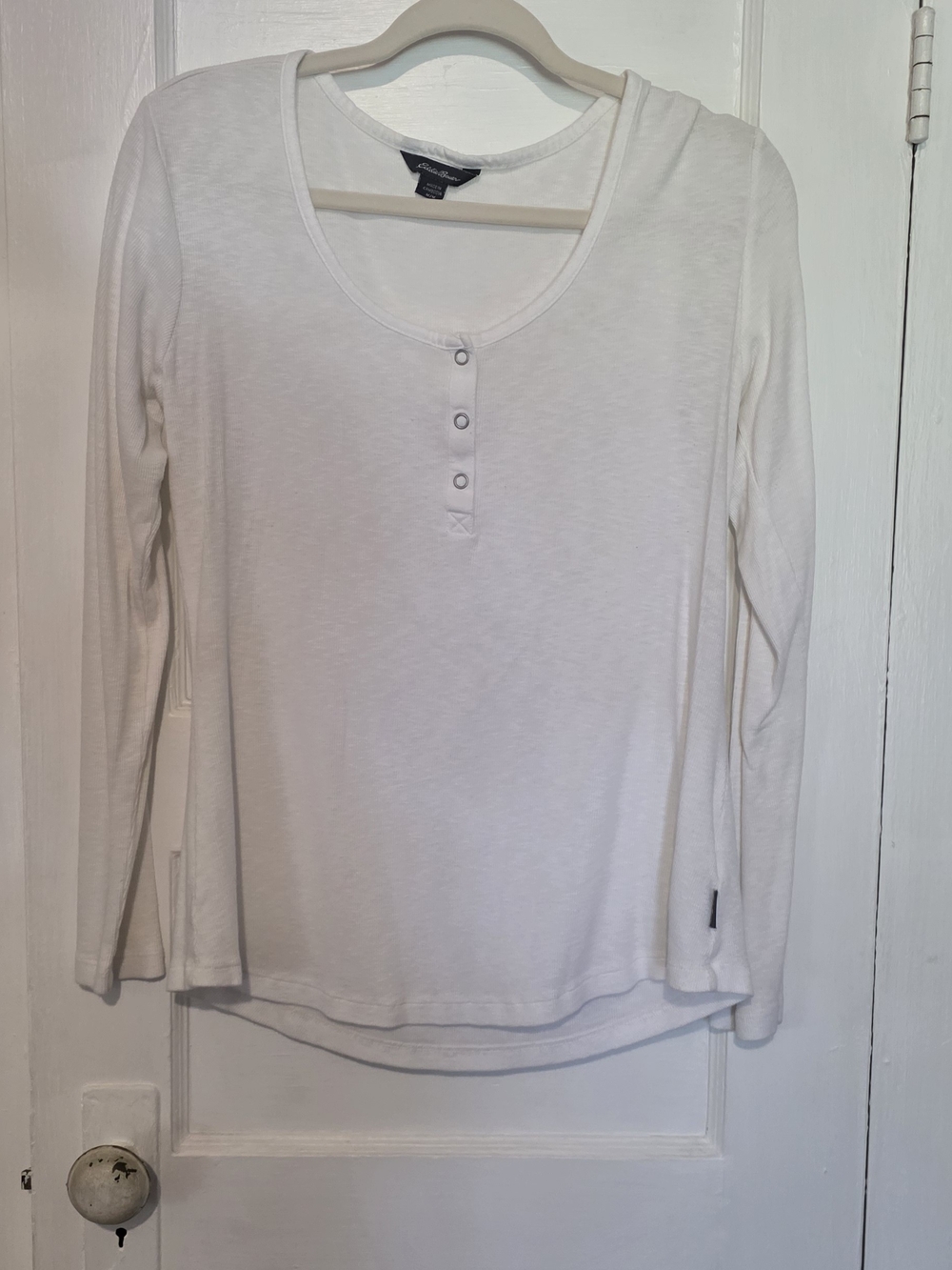 Eddie Bauer White Long-Sleeve Henley Top